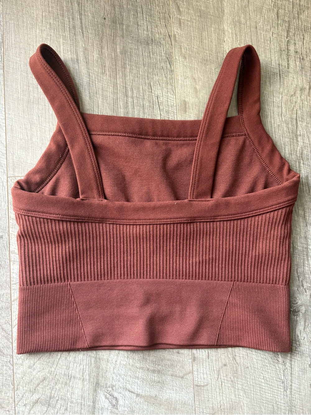 YPB Ribbed Square-Neck Crop Tank — Rust - Picture 2 of 3